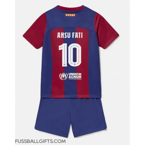 Barcelona Ansu Fati #10 Fußballbekleidung Heimtrikot Kinder 2023-24 Kurzarm (+ kurze hosen)